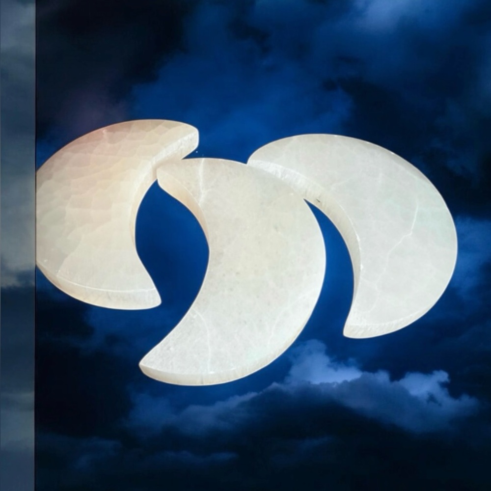 Selenite Crescent Moon, 3.8-4" Polished Stone, Moroccan Selenite ONE